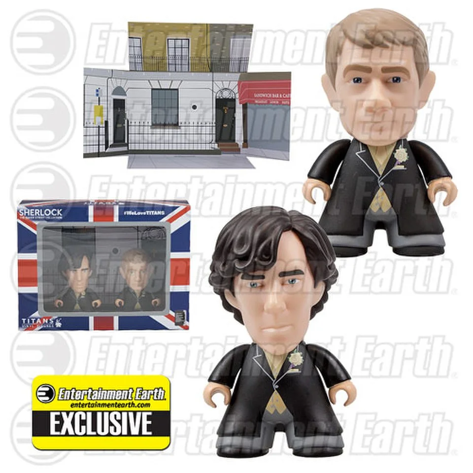 Sherlock Titans Sherlock and John Wedding Suit Entertainment Earth 2-Pack Mini-Figure Set Afbeelding 1