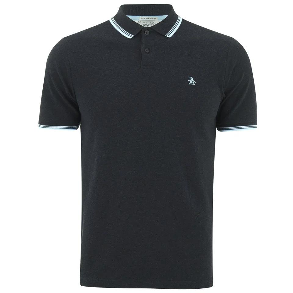 Original Penguin Men's Duo Polo Shirt - Dark Charcoal - S - Grijs Afbeelding 1