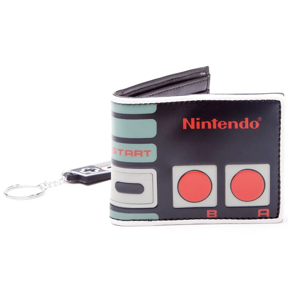 Nintendo Original NES Controller Bi-Fold Wallet and Rubber Keychain Gift Set Afbeelding 1