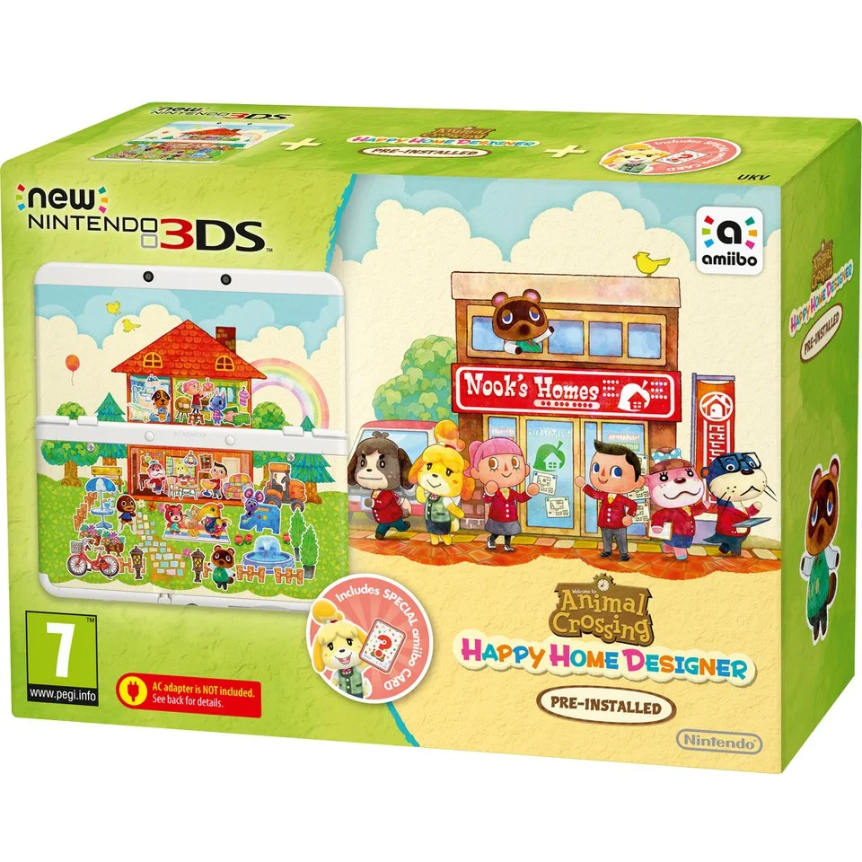 New Nintendo 3DS - Includes Animal Crossing: Happy Home Designer & amiibo card Afbeelding 1