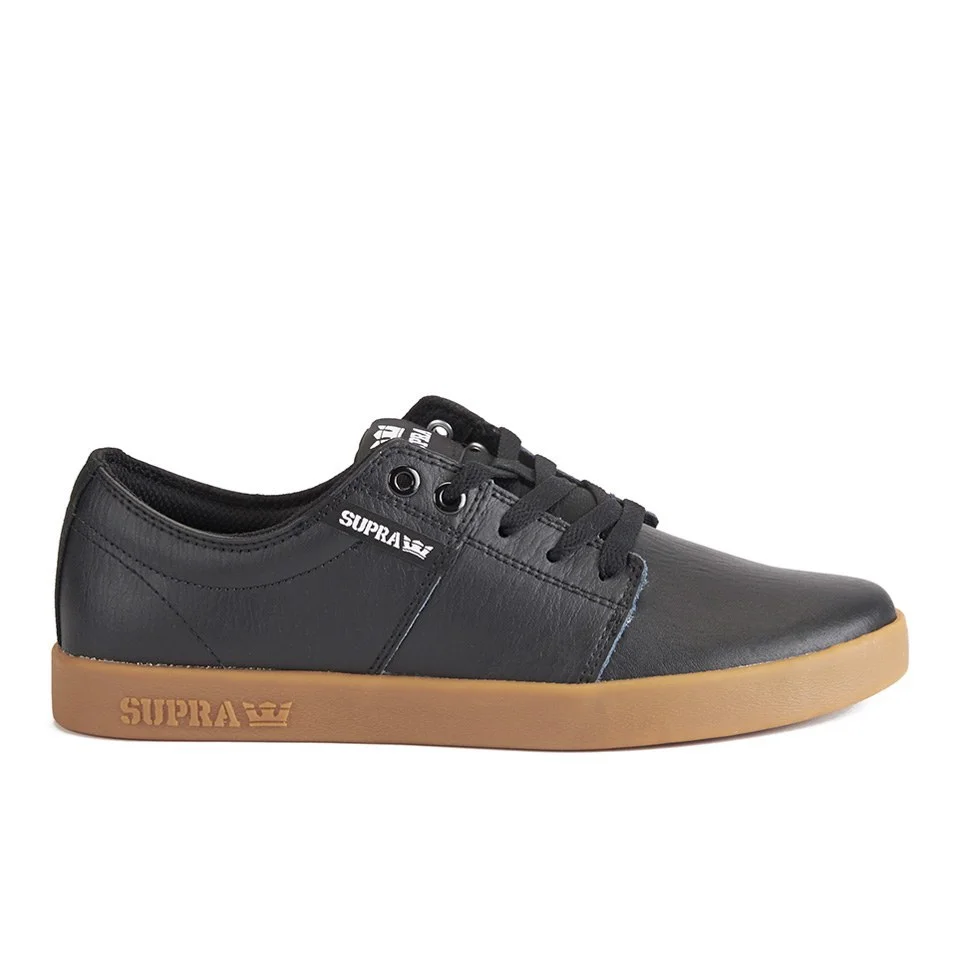 Supra Men's Stacks II PU Low Top Trainers - Black/Gum - UK 7 - Zwart Afbeelding 1