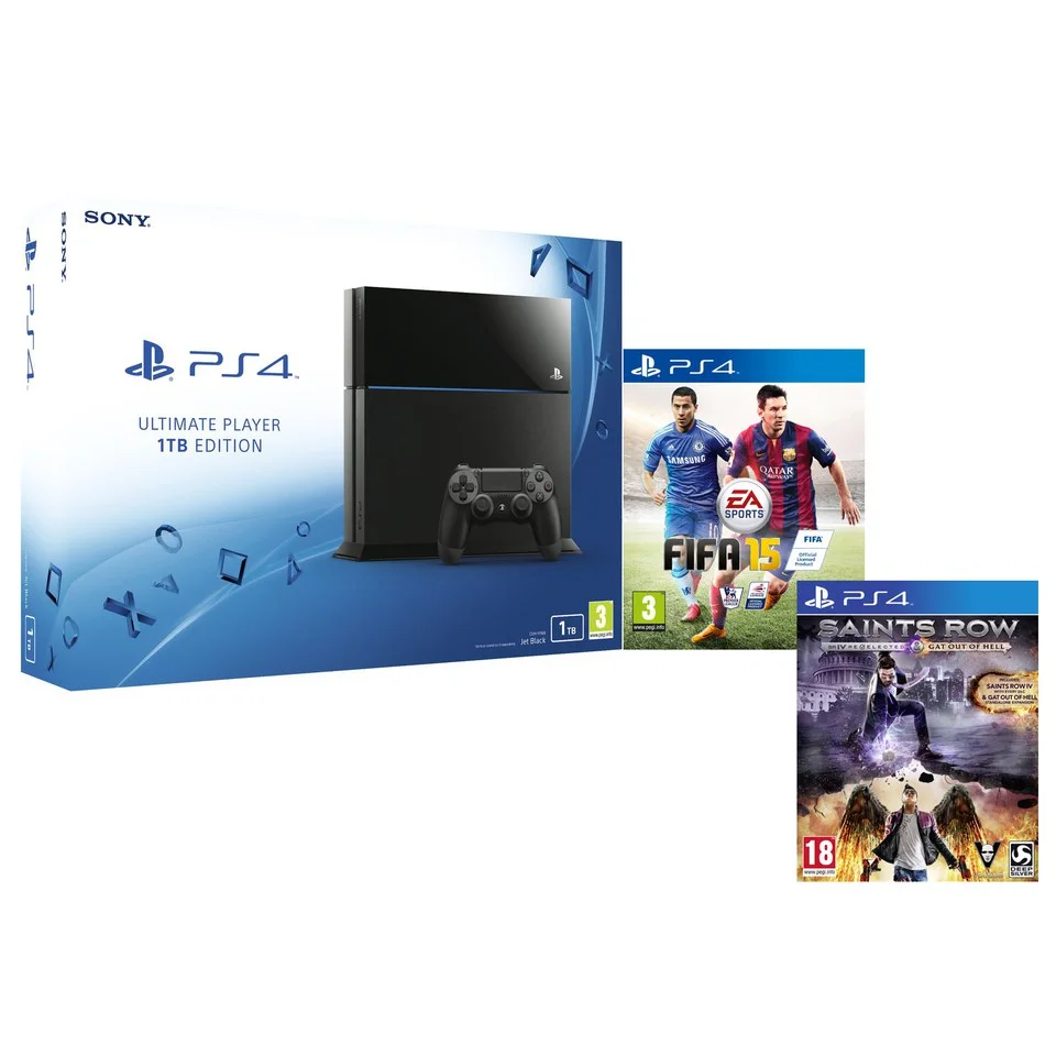 Sony PlayStation 4 1TB - Includes FIFA 15 & Saints Row IV Re-elected Afbeelding 1