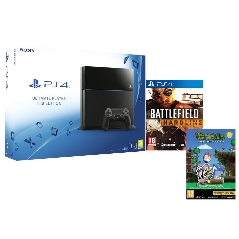 Sony PlayStation 4 1TB - Includes Battlefield: Hardline & Terraria - Bonus Collector's Edition Afbeelding 1