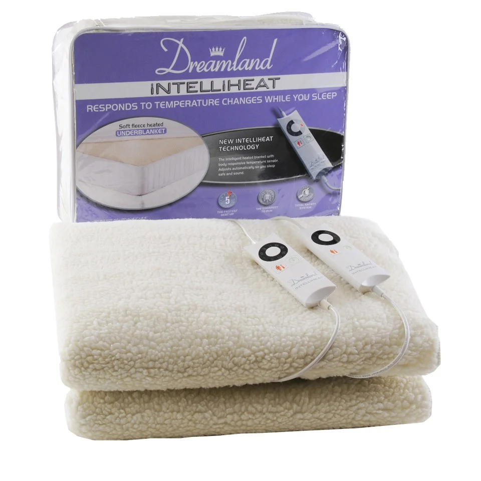 Dreamland 16214 Intelliheat Soft Fleece Dual Control Electric Under Blanket - King Afbeelding 1