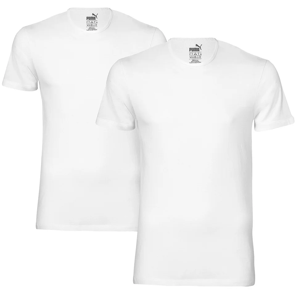 Puma Men's 2 Pack Crew Neck T-Shirts - White - S - Wit Afbeelding 1