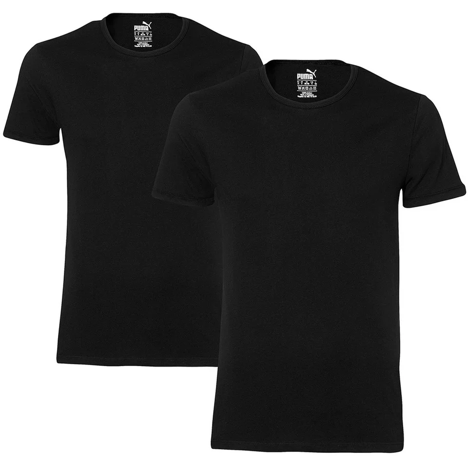 Puma Men's 2 Pack Crew Neck T-Shirts - Black - S - Zwart Afbeelding 1