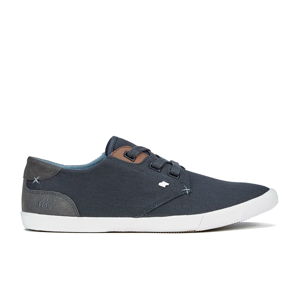 Boxfresh Men's Stern Waxed Canvas Low Top Trainers - Navy/White - UK 7 - Navy/White Afbeelding 1