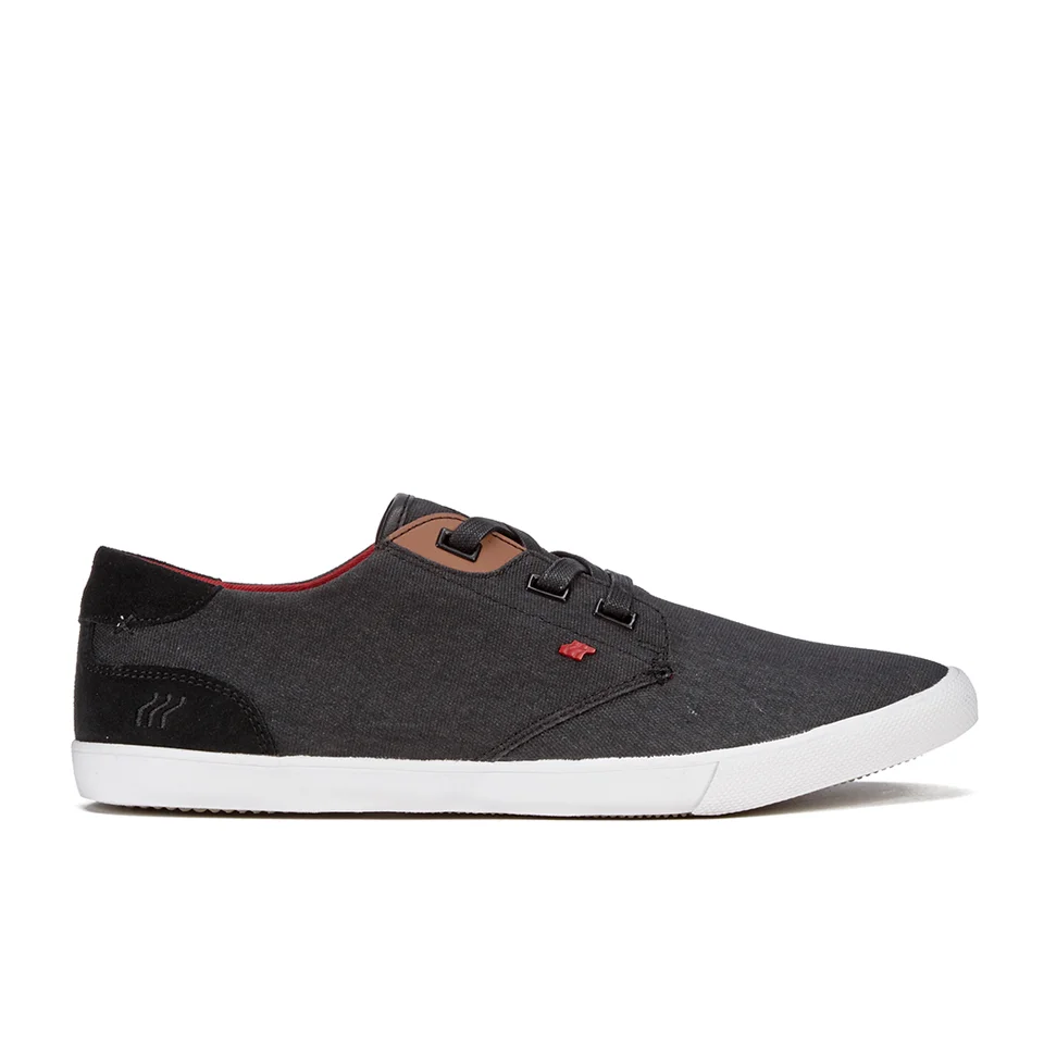 Boxfresh Men's Stern Waxed Canvas Low Top Trainers - Black/Red Chilli - UK 7 - Zwart Afbeelding 1