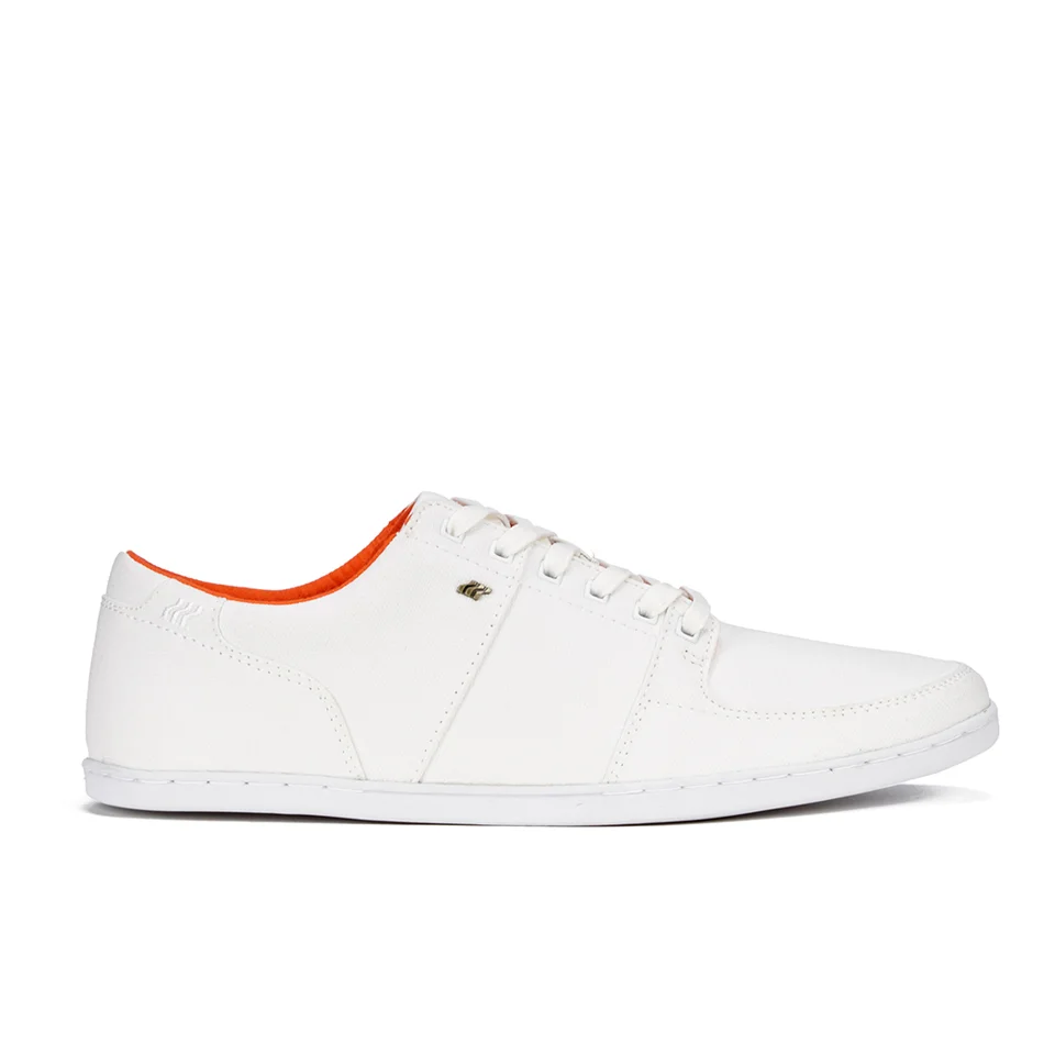 Boxfresh Men's Spencer Waxed Canvas Low Top Trainers - White/Orange - UK 7 - Wit Afbeelding 1
