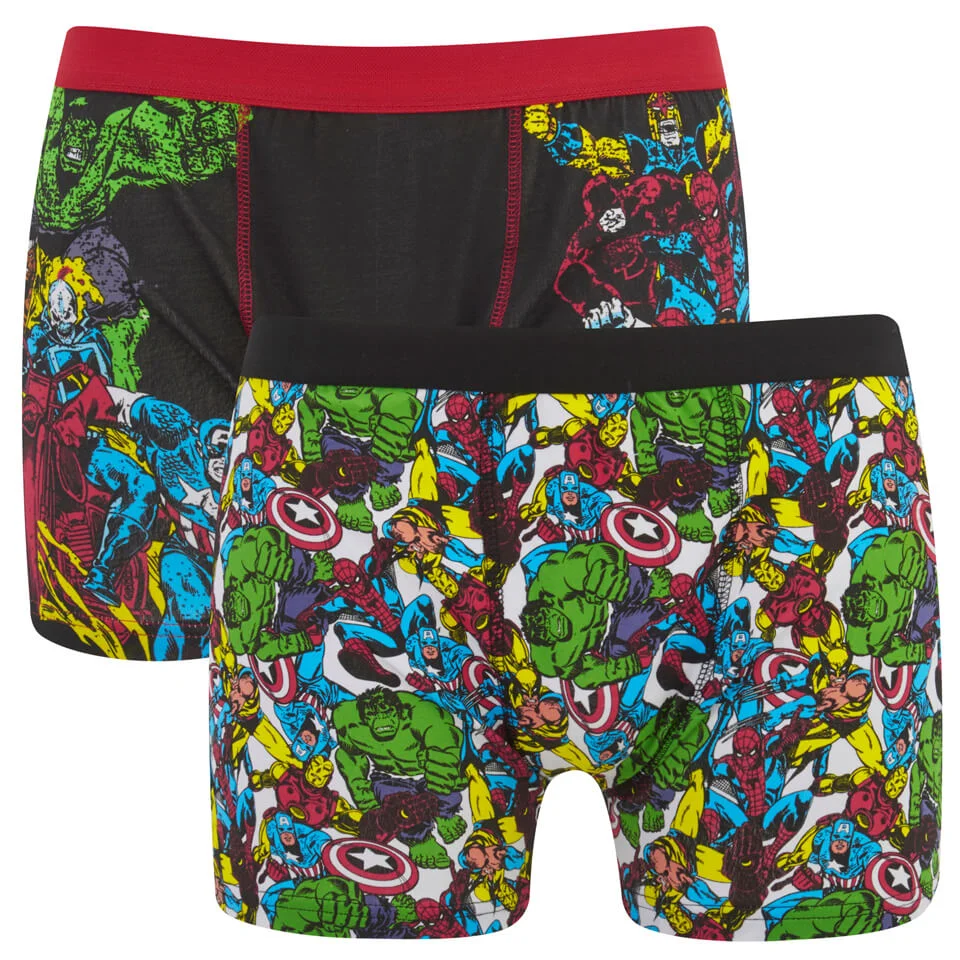 Marvel Men's 2 Pack All Over Print Boxers - Black - S - Zwart Afbeelding 1