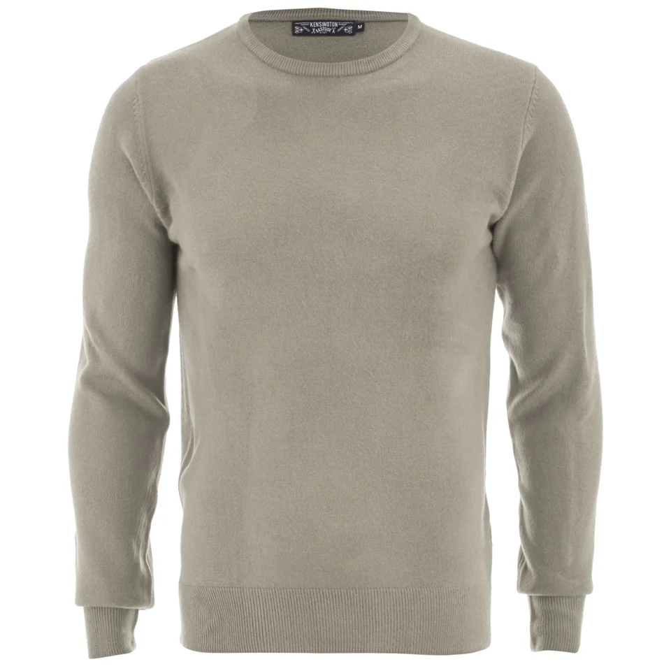 Kensington Eastside Men's Ralph Crew Neck Jumper - Stone - M - Steen Afbeelding 1