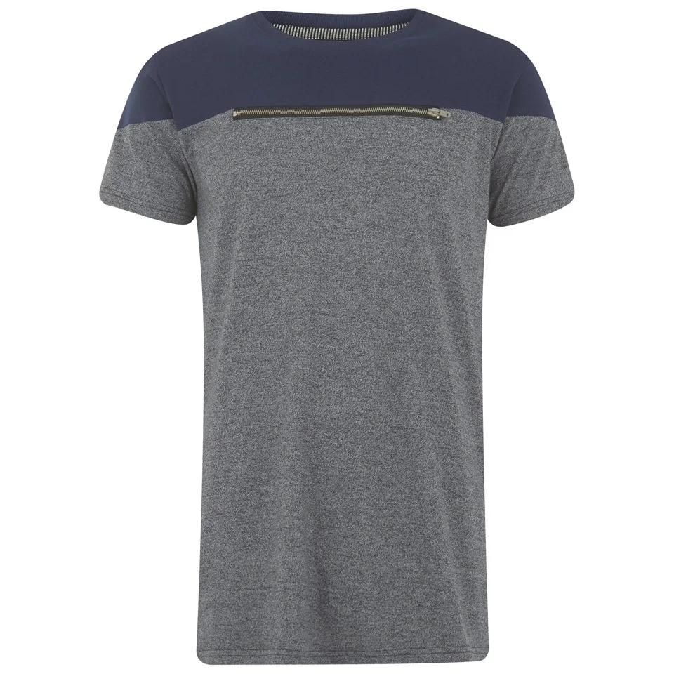 Eclipse Men's Ruskin Zip Chest Cut and Sew T-Shirt - Grey/Navy - S - Grijs/Blauw Afbeelding 1