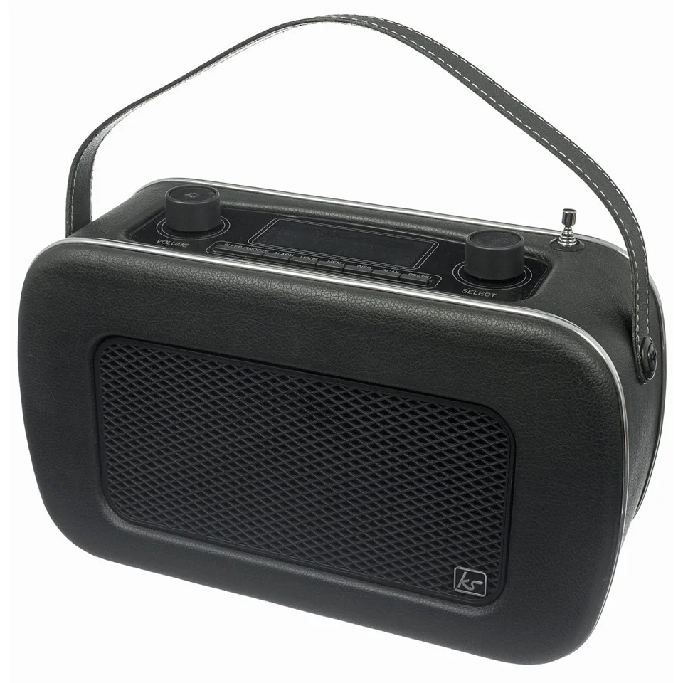Kitsound Jive Retro Portable DAB Radio with Alarm Clock - Black Afbeelding 1