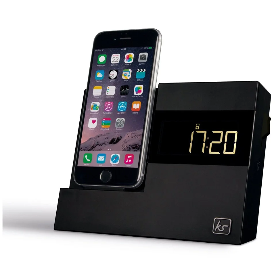 Kitsound XDock3 Lightning Dock Clock Radio - Black Afbeelding 1