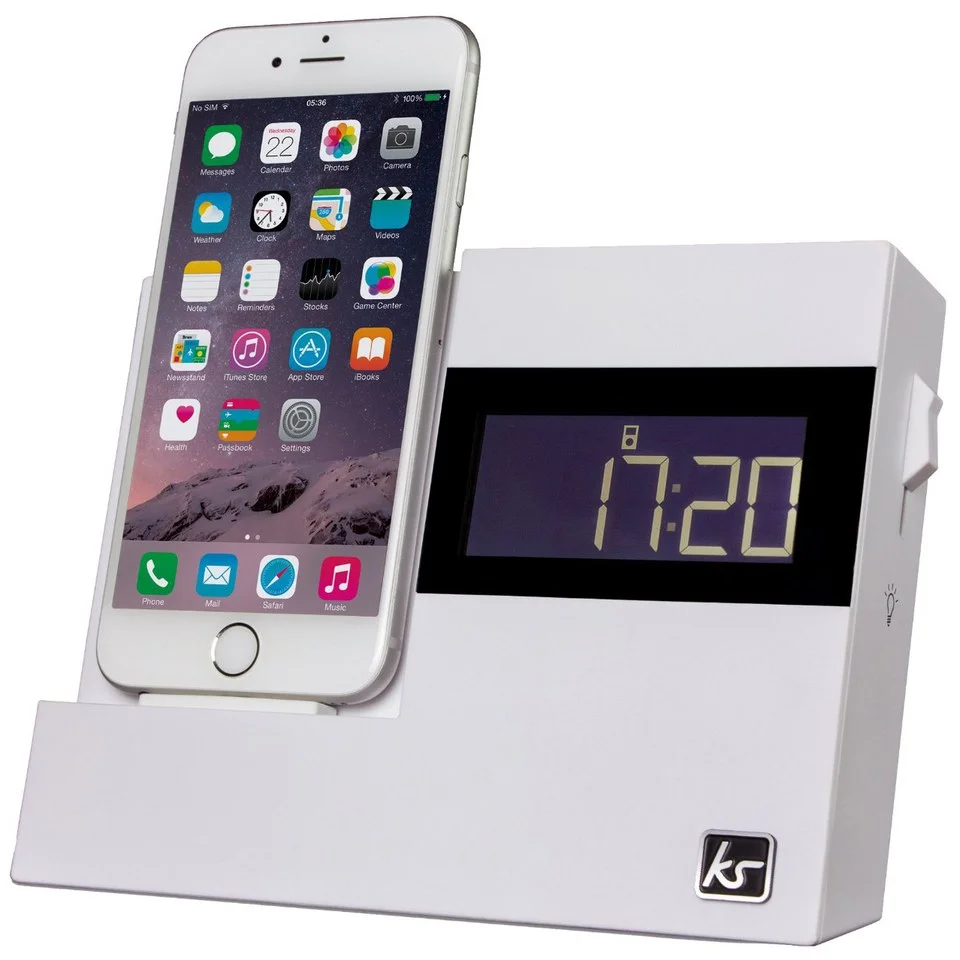 Kitsound XDock3 Lightning Dock Clock Radio - White Afbeelding 1
