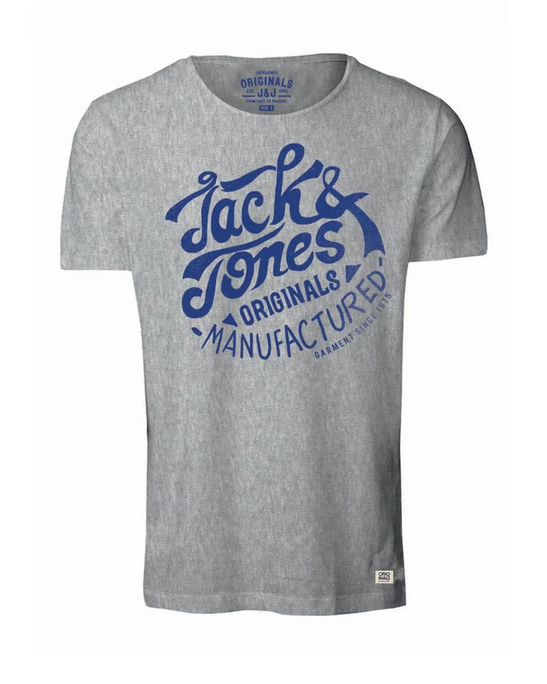 Jack & Jones Men's Light T-Shirt - Light Grey Melange - S - Grijs Afbeelding 1