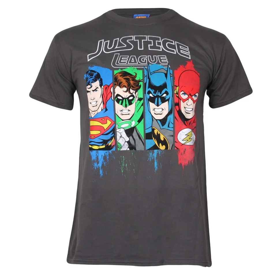 DC Comics Men's Justice League T-Shirt - Charcoal - S - Grijs Afbeelding 1