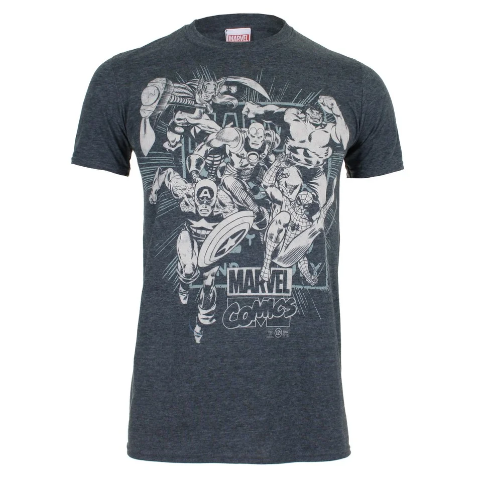 Marvel Band of Heroes Heren T-Shirt - Dark Heather - S - Grijs Afbeelding 1