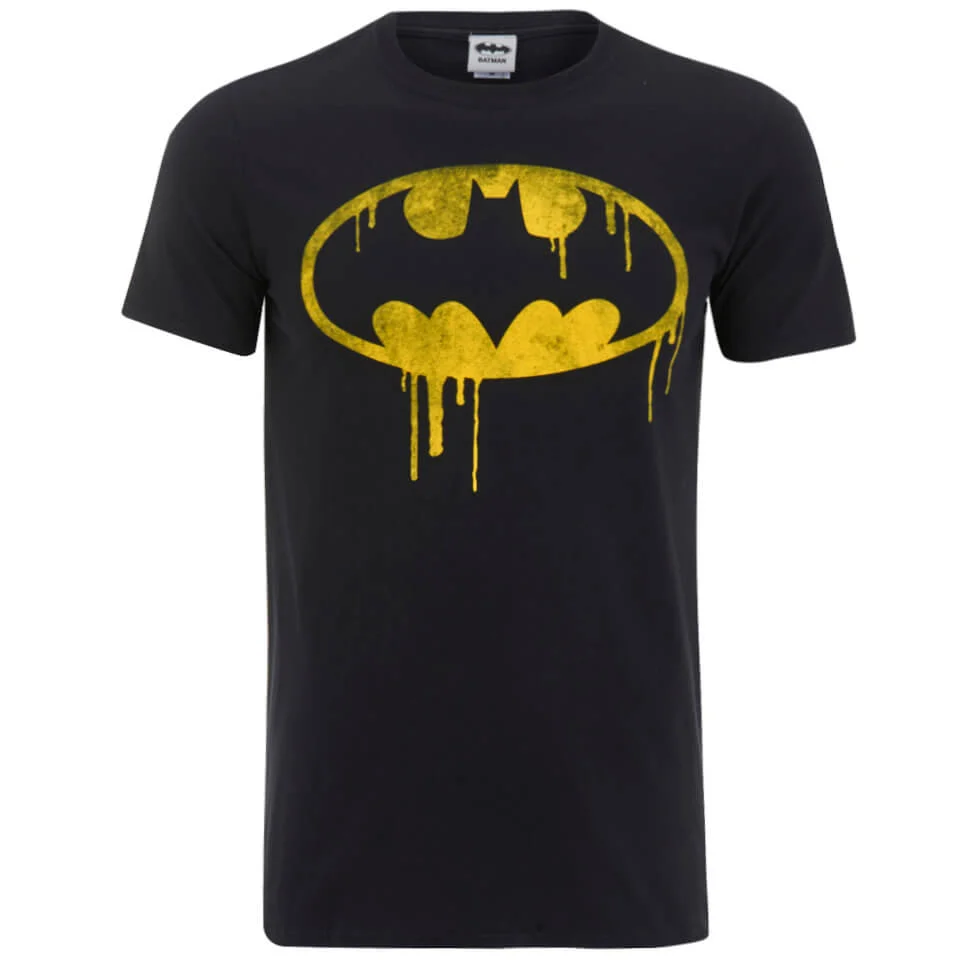 DC Comics Batman Dripping Logo Heren T-Shirt - Zwart - S - Zwart Afbeelding 1