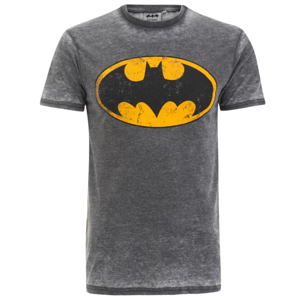 DC Comics Men's Batman Burnout T-Shirt - Charcoal/Grey - S - Grijs Afbeelding 1
