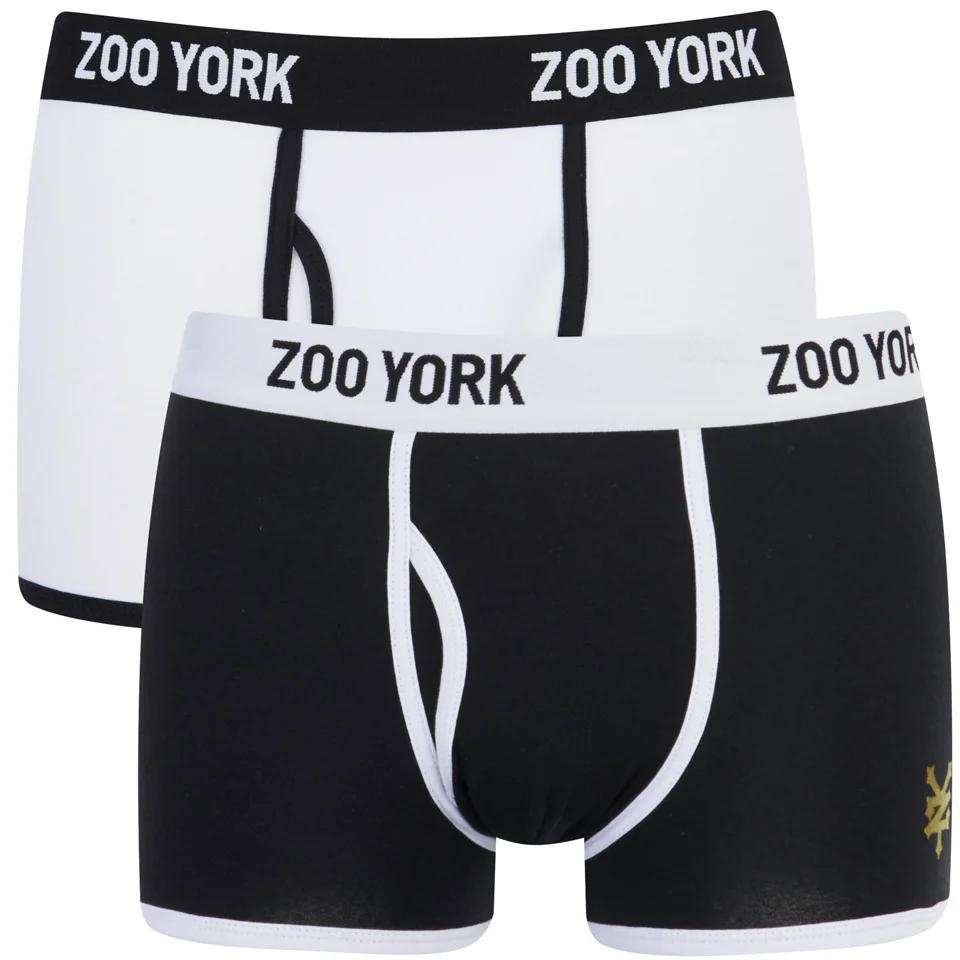 Zoo York Men's Rhino 2 Pack Boxers - Black/White - S - Black/White Afbeelding 1