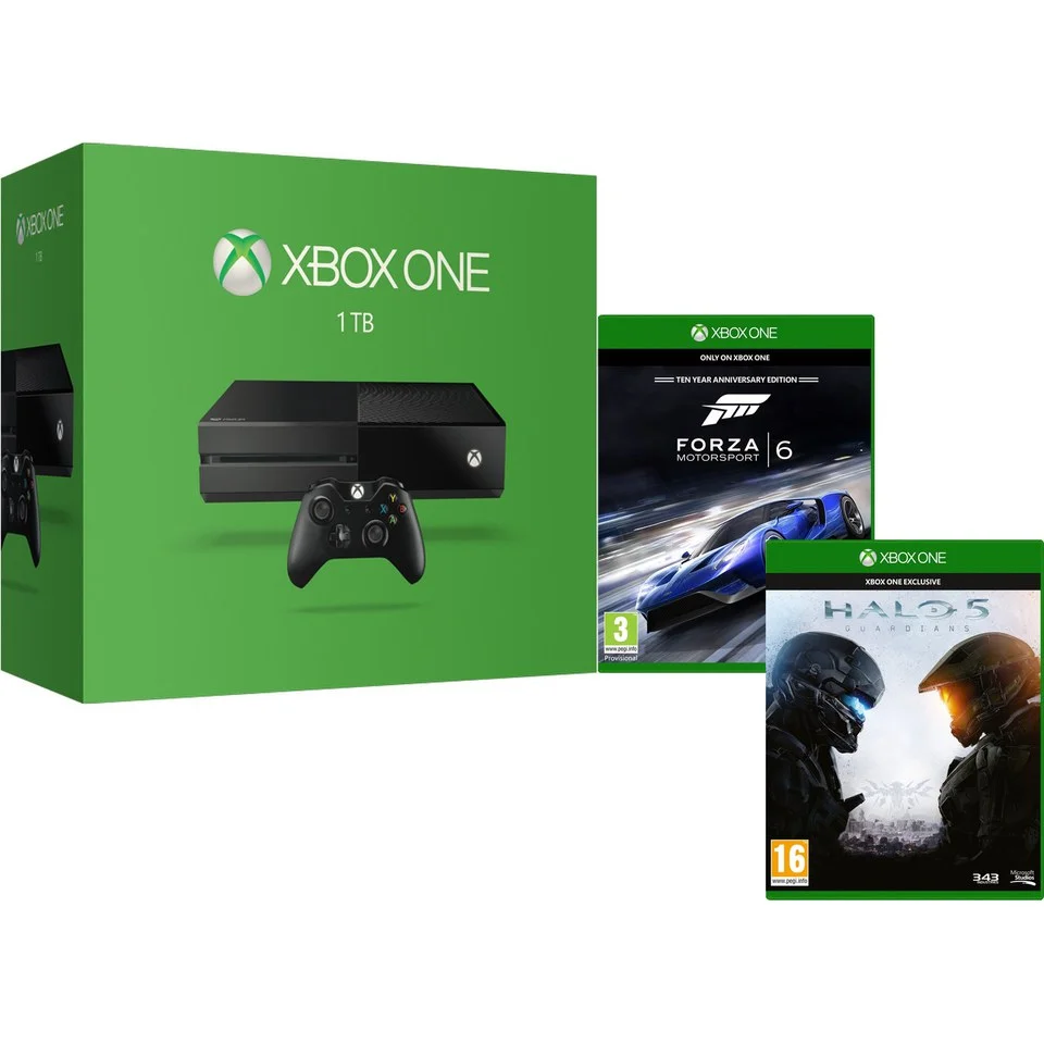 Xbox One 1TB Console - Includes Halo 5: Guardians & Forza Motorsport 6 Afbeelding 1