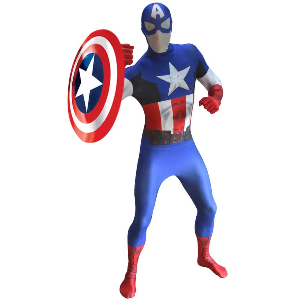 Morphsuit Deluxe Zapper Marvel Captain America - Volwassene - M - Blauw Afbeelding 1