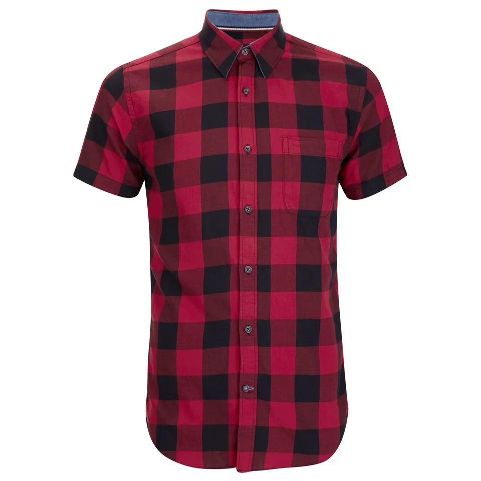 Produkt Men's Short Sleeve Checked Shirt - Rio Red - S - Rood/Zwart Afbeelding 1