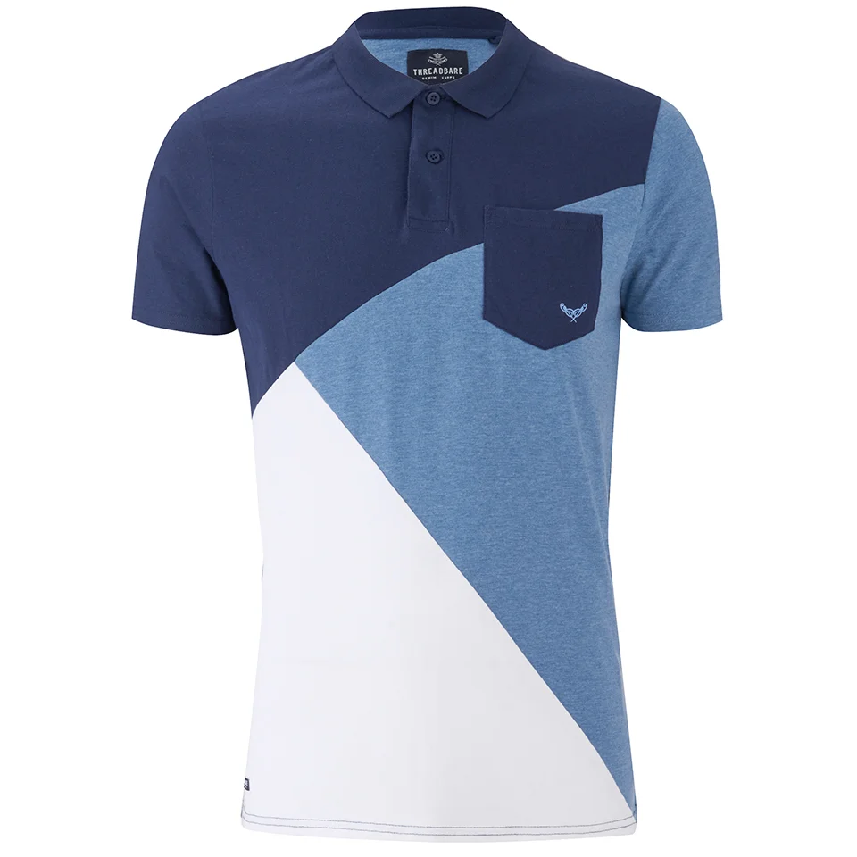 Threadbare Men's Hampton Cut and Sew Polo Shirt - Navy - S - Navy blauw Afbeelding 1