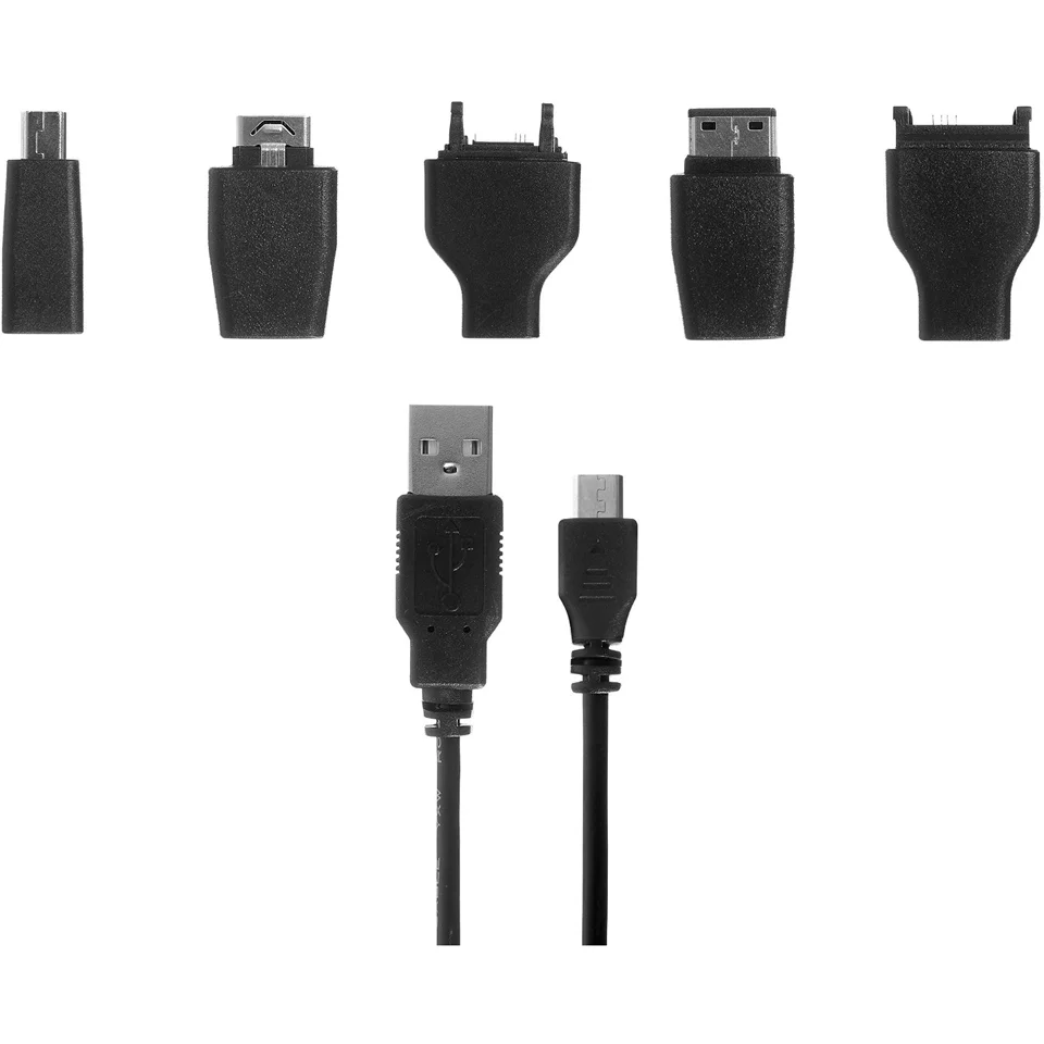 Kit Universal Charge & Data Transfer Cable with 5 Tips - Black Afbeelding 1