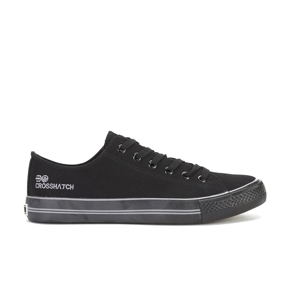 Crosshatch Men's Runway Canvas Trainers - Black/Black - UK 7 - Zwart Afbeelding 1