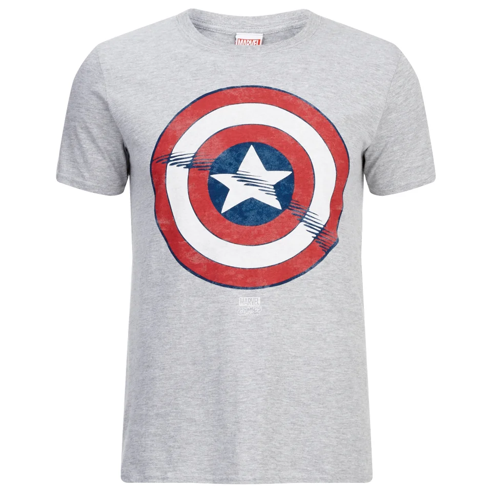 Marvel Captain America Shield Heren T-Shirt - Grey Marl - S - Grijs Afbeelding 1