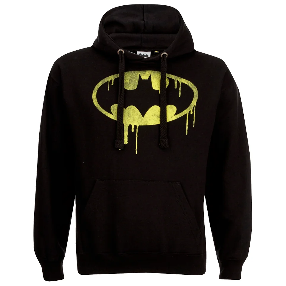 DC Comics Mens Batman Dripping Logo Hoody - Zwart - S - Zwart Afbeelding 1
