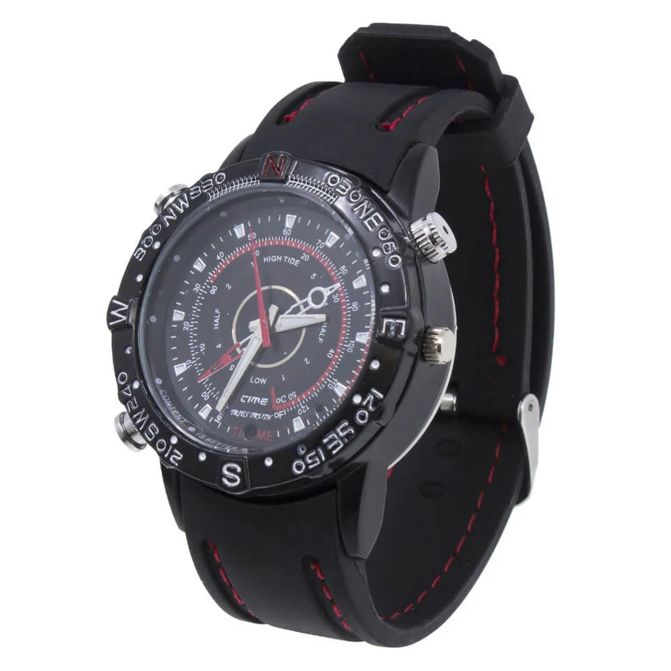 MS4 8GB Spy Watch Video Camcorders - Black Rubber Band Afbeelding 1