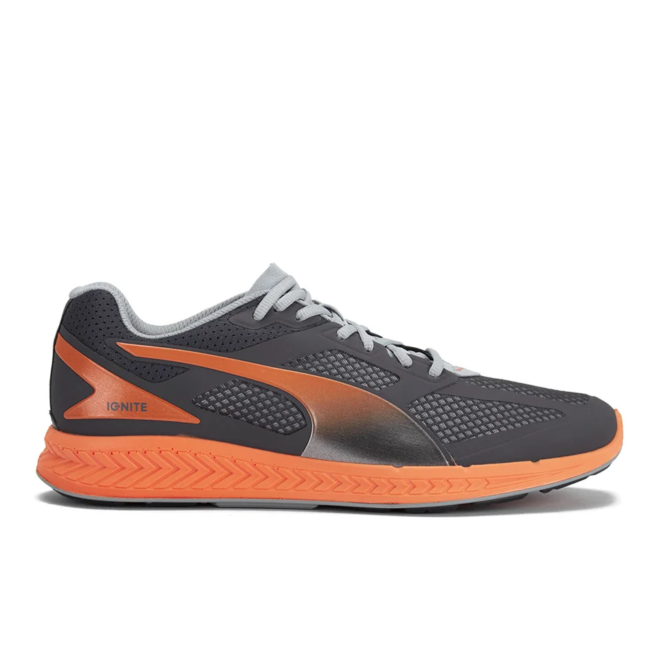 Puma Men's Ignite Mesh Running Trainers - Grey/Orange - UK 7 - Grijs Afbeelding 1