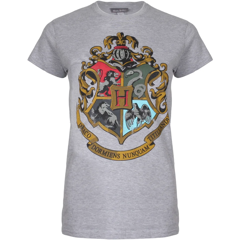 Harry Potter Hogwarts Crest Dames T-Shirt - Lichtgrijs - S - Grijs Afbeelding 1