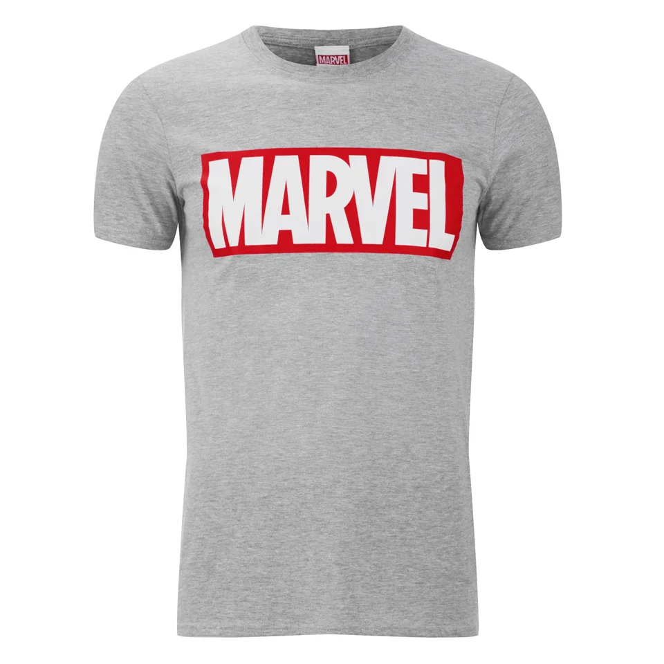 Marvel Comics Core Logo Heren T-Shirt - Lichtgrijs - S - Grijs Afbeelding 1