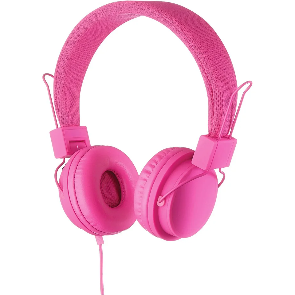 Goodmans On Ear Headphones with In-Line Mic & Remote - Pink Afbeelding 1