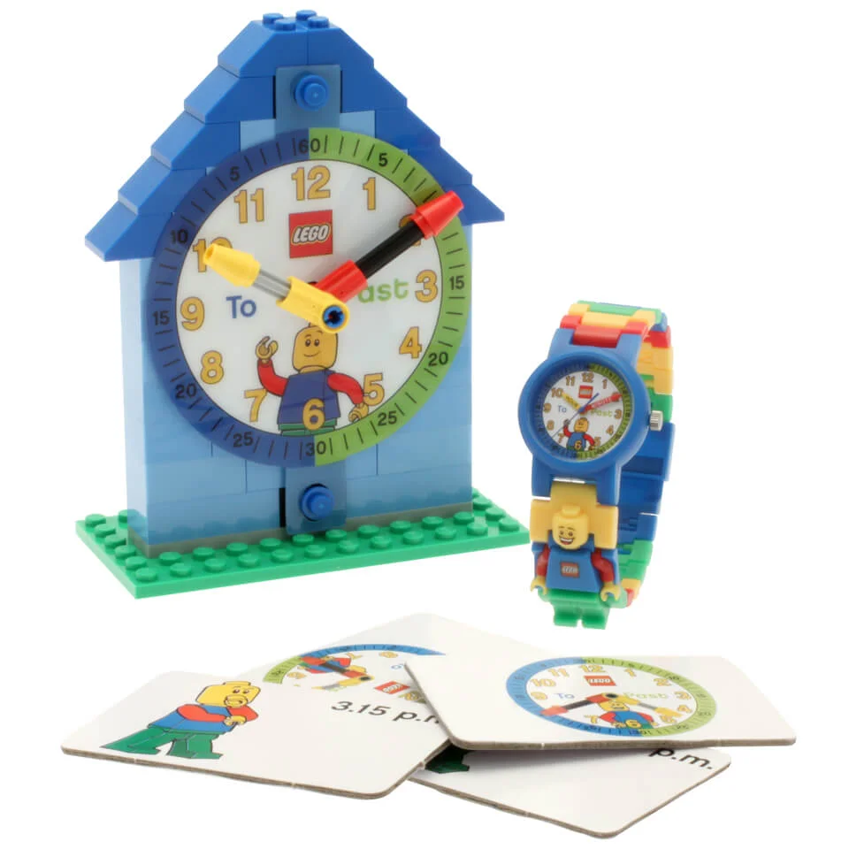 LEGO Time Teacher Blue Mini Figure Link Watch And Buildable clock Afbeelding 1