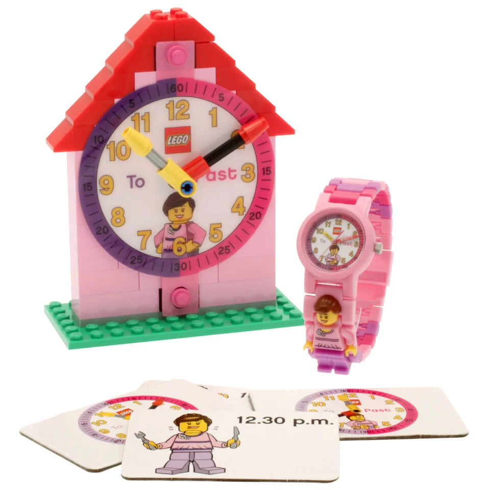 LEGO Time Teacher Pink Mini Figure Link Watch And Buildable Clock Afbeelding 1