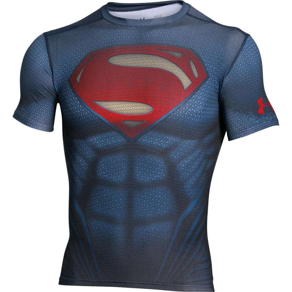 Under Armour Men's Transform Yourself Superman Compression Short Sleeve Shirt - Navy Blue - S - Blauw Afbeelding 1