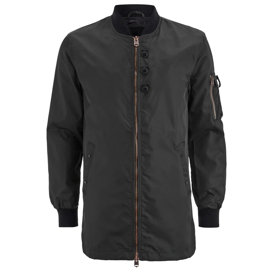 4Bidden Men's Impact Longline Bomber Jacket - Black - S - Zwart Afbeelding 1