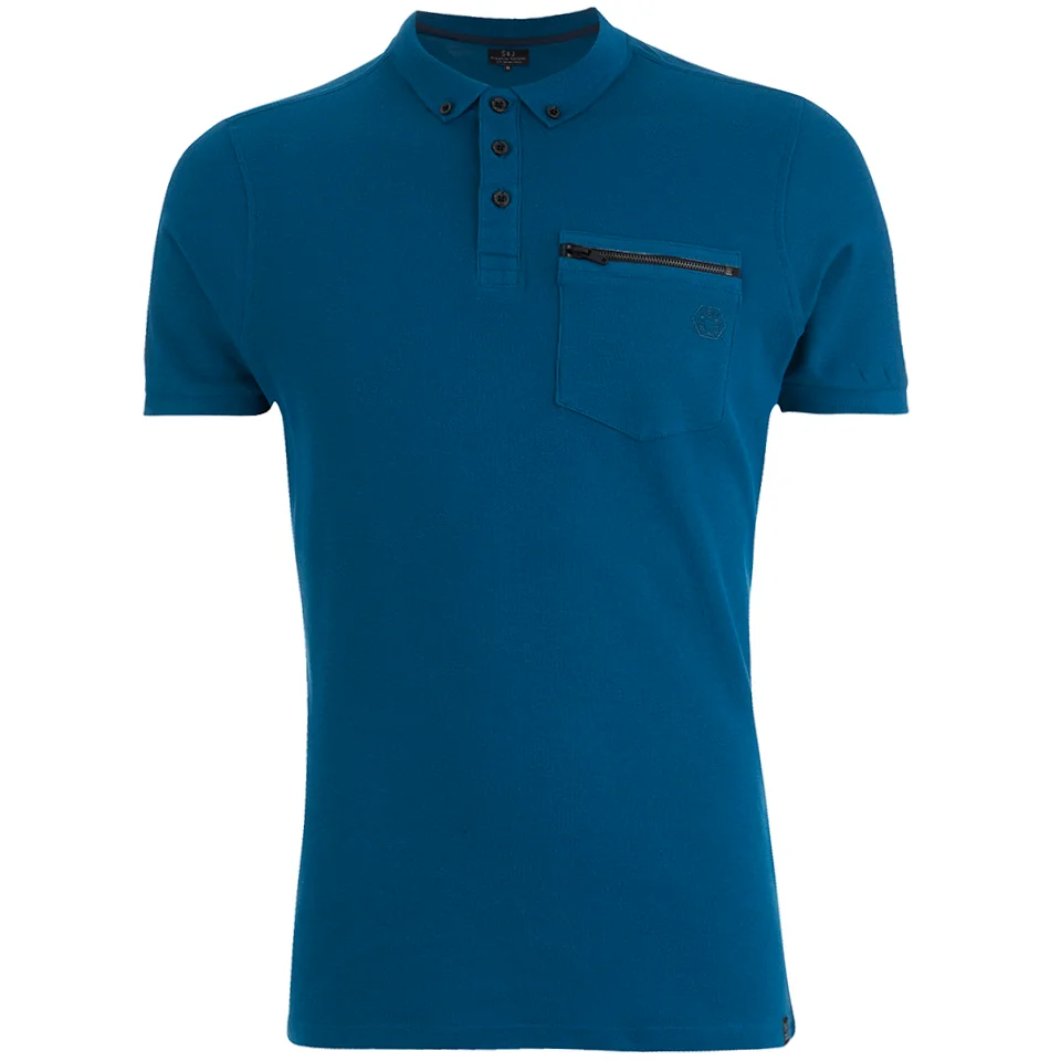 Smith & Jones Men's Mascaron Zip Pocket Polo Shirt - Lyon Blue - S - Blauw Afbeelding 1