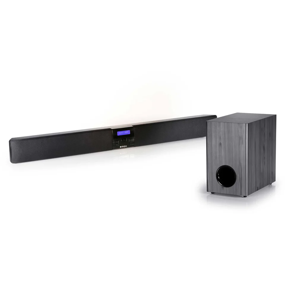Steljes Audio Erato TV Sound Bar with Wireless Sub Woofer - Black/Silver Afbeelding 1