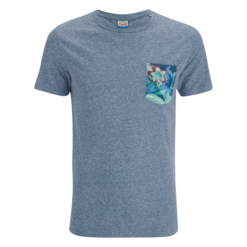 Jack & Jones Men's Originals Bobby Pocket Print T-Shirt - Poseidon - S - Blauw Afbeelding 1