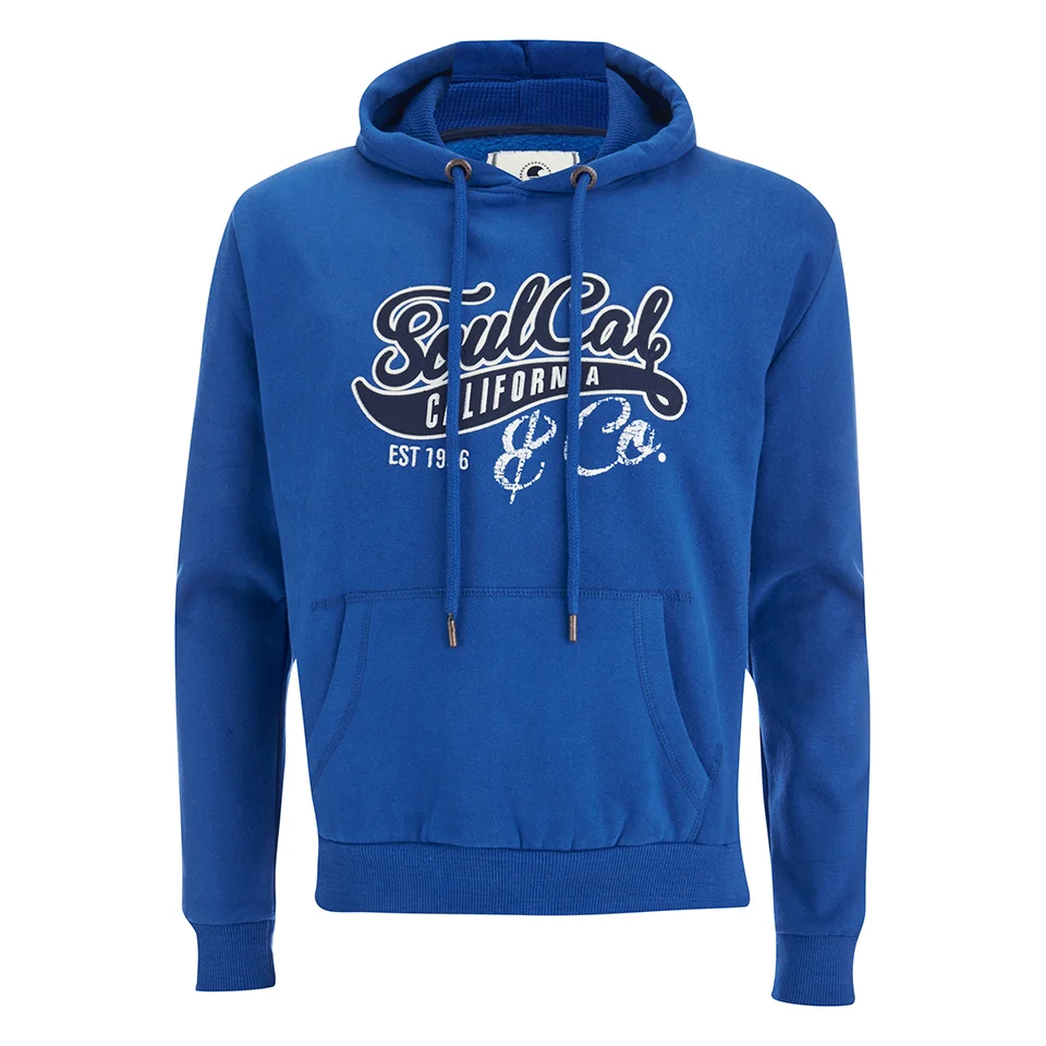 Soul Cal Men's Cracked Print Logo Hoody - Cobalt Blue - S - Blauw Afbeelding 1