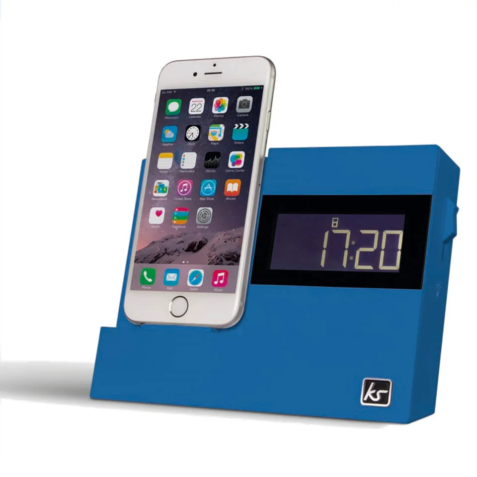 Kitsound XDock3 Lightning Dock Clock Radio - Blue Afbeelding 1