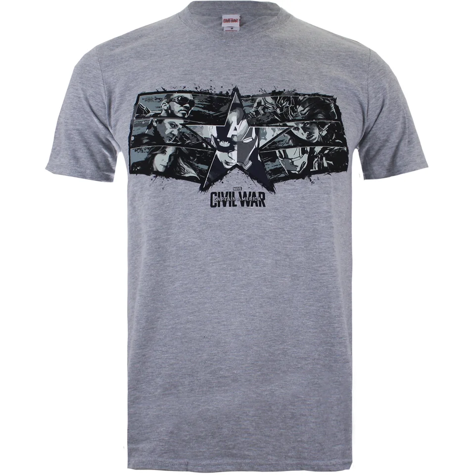 Marvel Captain America Civil War Stars & Stripes Heren T-Shirt - Grijs - S - Grijs Afbeelding 1