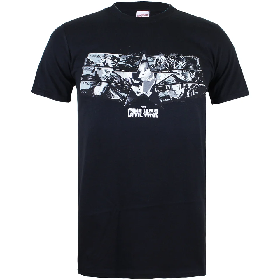 Marvel Captain America Civil War Stars & Stripes Heren T-Shirt - Zwart - S - Zwart Afbeelding 1
