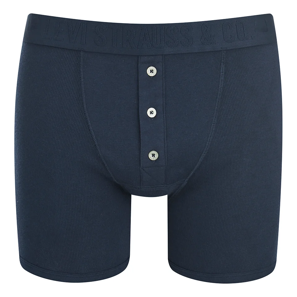 Levi's Men's Long Button Boxers - Navy - S - Navy blauw Afbeelding 1